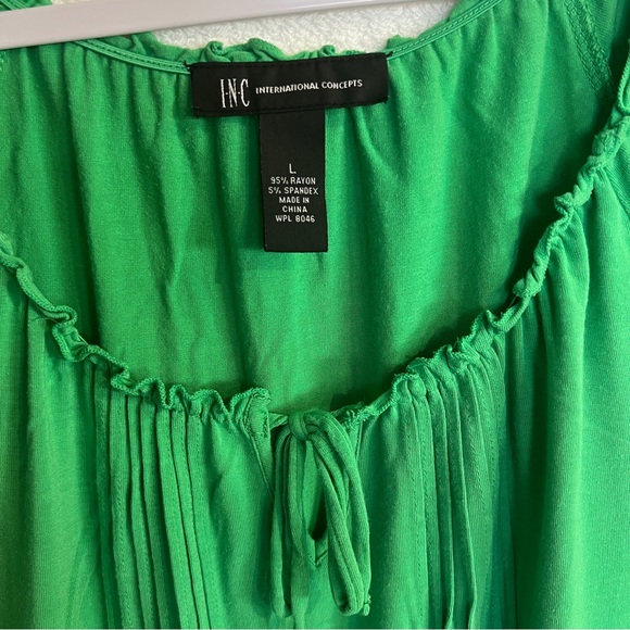 INC International Concepts Green Flutter Sleeve Blouse - Picture 3 of 5